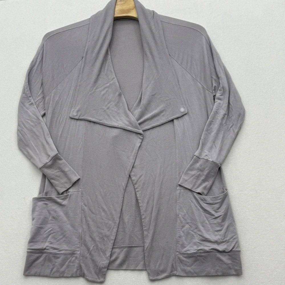 Athleta Women's Size XL Gray‎ Open Front Cardigan Long Sleeve Pockets Casual